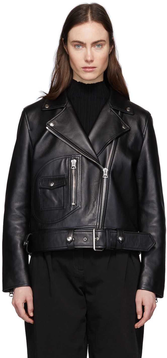 Acne Studios Black Leather Biker Jacket 201129F064050