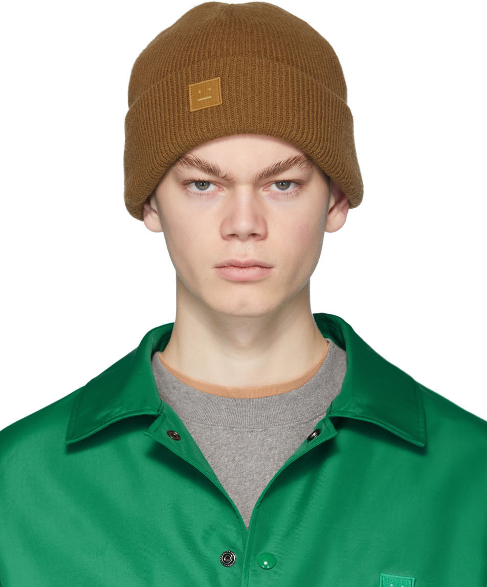 Acne Studios: Brown Patch Beanie | SSENSE Canada