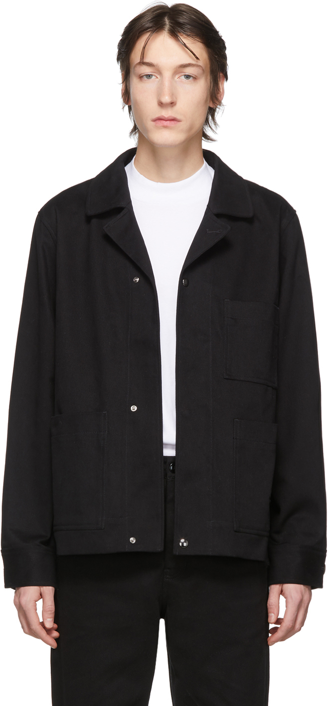 Acne Studios: Black Twill Three-Pocket Chore Jacket | SSENSE UK