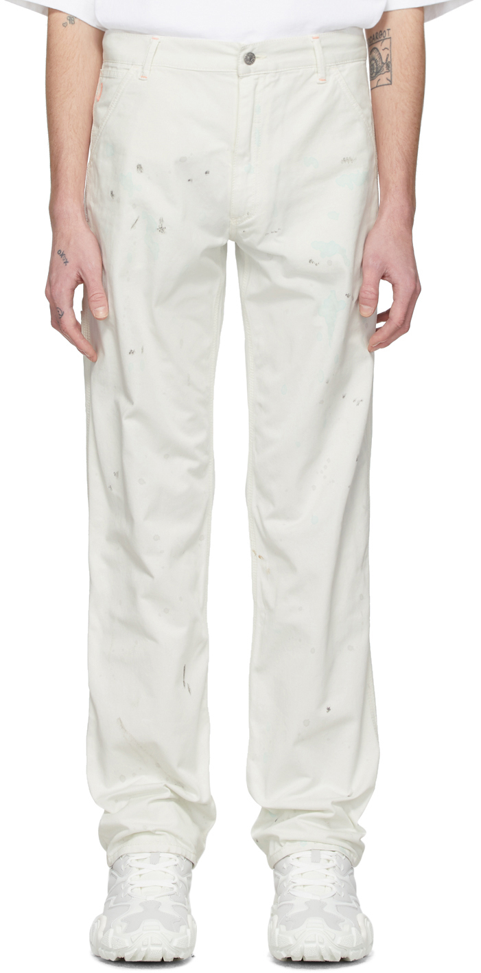 Acne Studios: Off-White Blå Konst Murphy Painted Jeans | SSENSE Canada