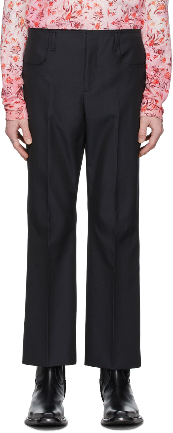 Acne Studios: Black Bootcut Trousers | SSENSE