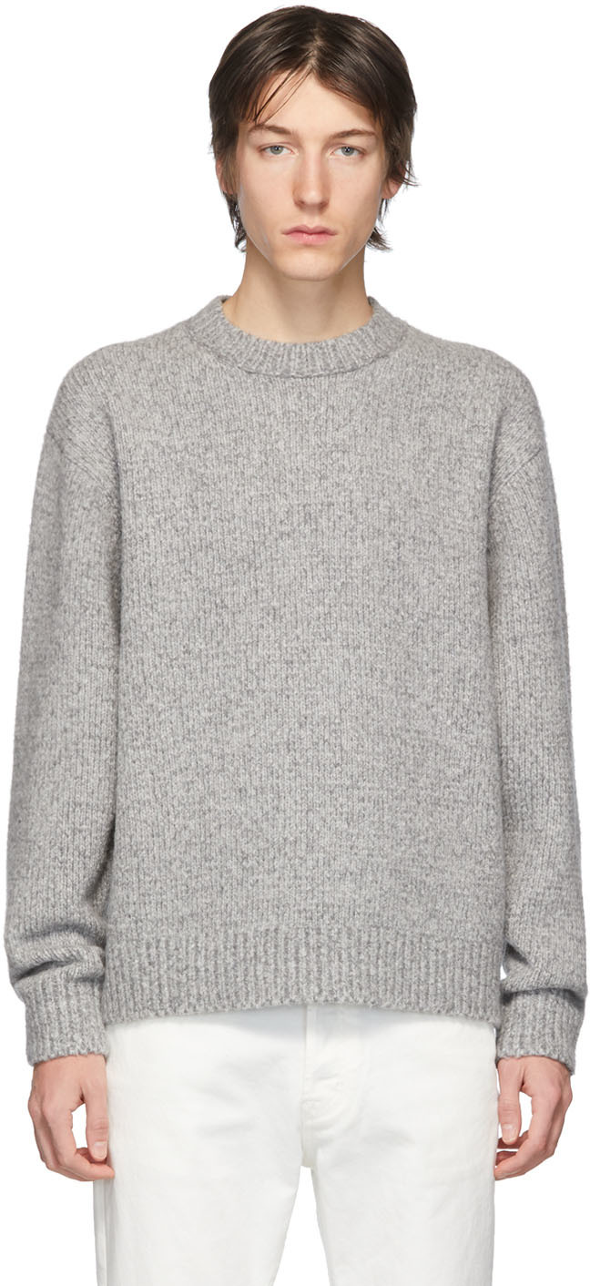 Acne Studios: Grey Wool Cashmere Crewneck Sweater | SSENSE