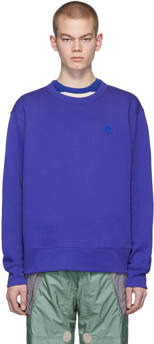 Acne Studios: Blue Fairview Patch Sweatshirt | SSENSE Canada