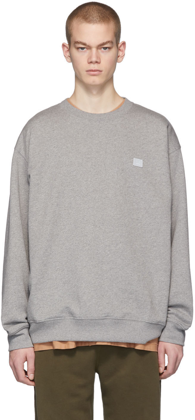 Acne Studios: Grey Melange Forba Face Sweatshirt | SSENSE