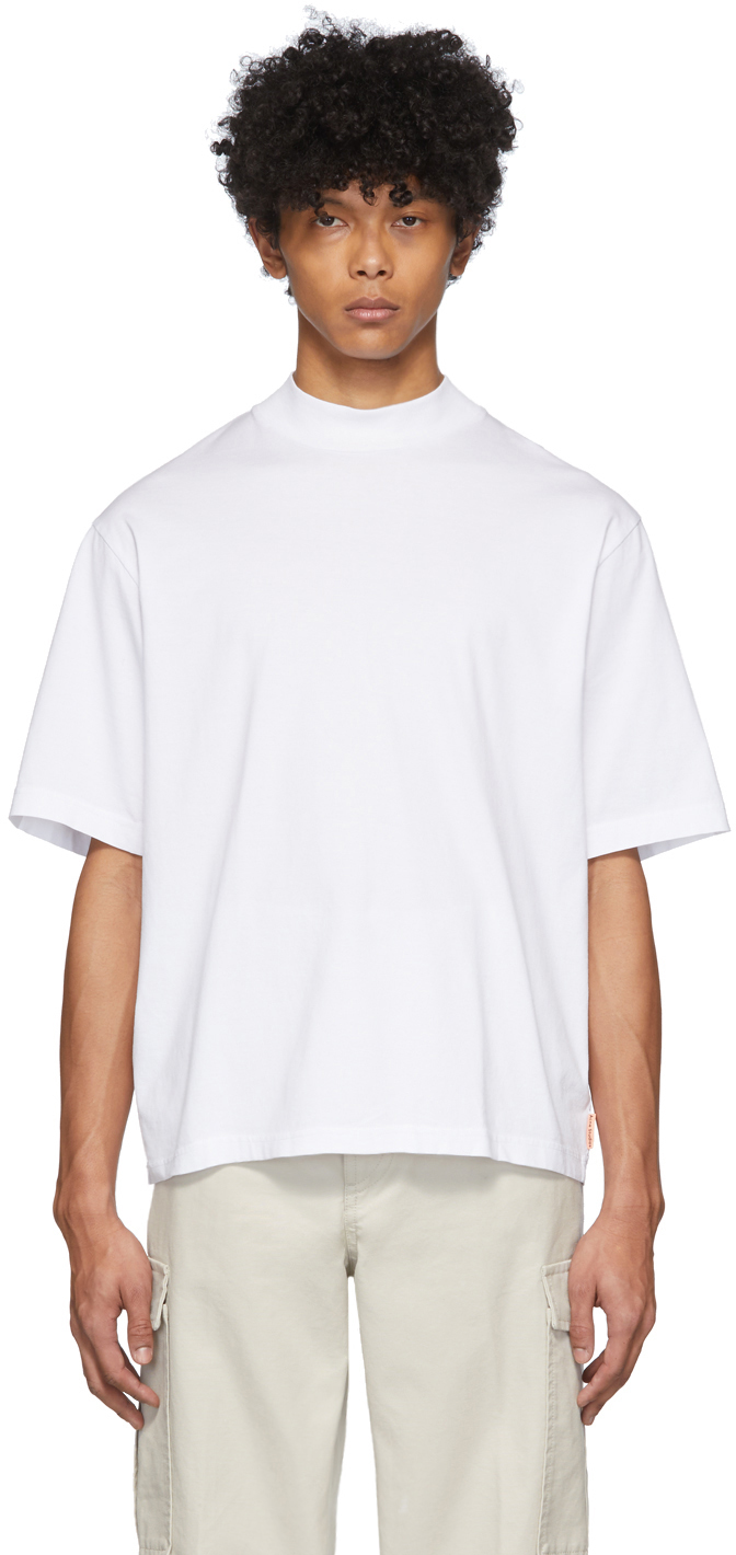 Acne Studios: White Mock Neck T-Shirt 