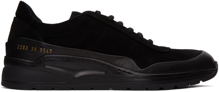 Common Projects: Black Suede Cross Trainer Low Sneakers | SSENSE