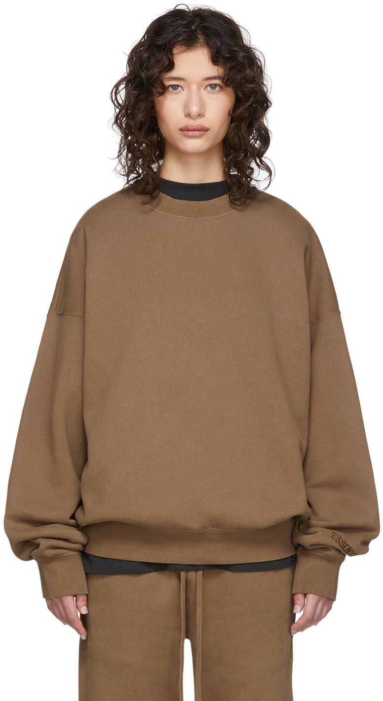 Essentials: Tan Fleece Sweatshirt | SSENSE