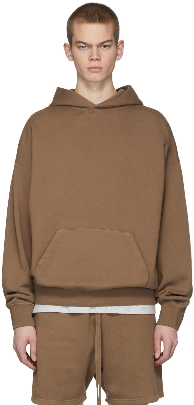 Essentials: Tan Fleece Hoodie | SSENSE