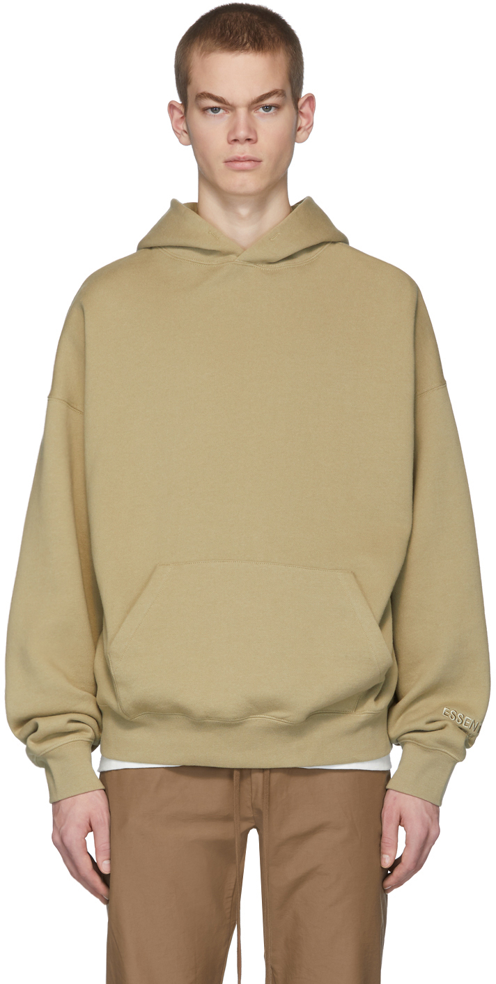 Essentials: Beige Fleece Hoodie | SSENSE UK