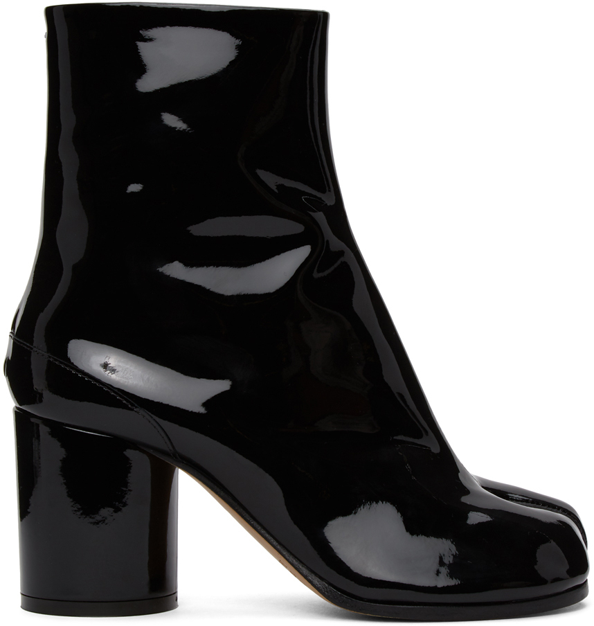 Maison Margiela: Black Patent Tabi Boots | SSENSE