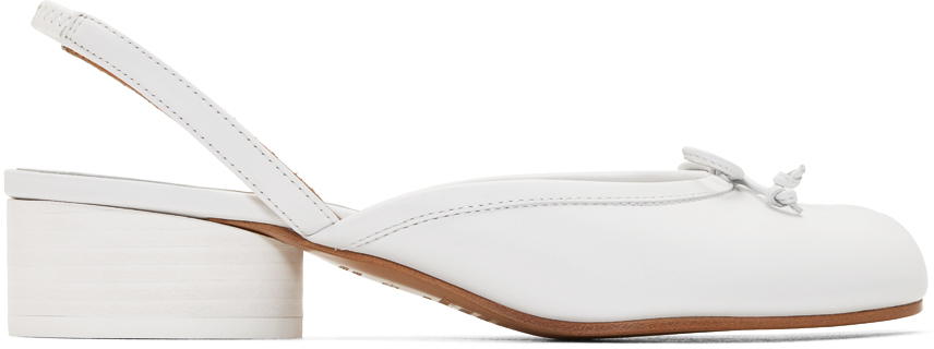 White Tabi Slingback Heels by Maison 