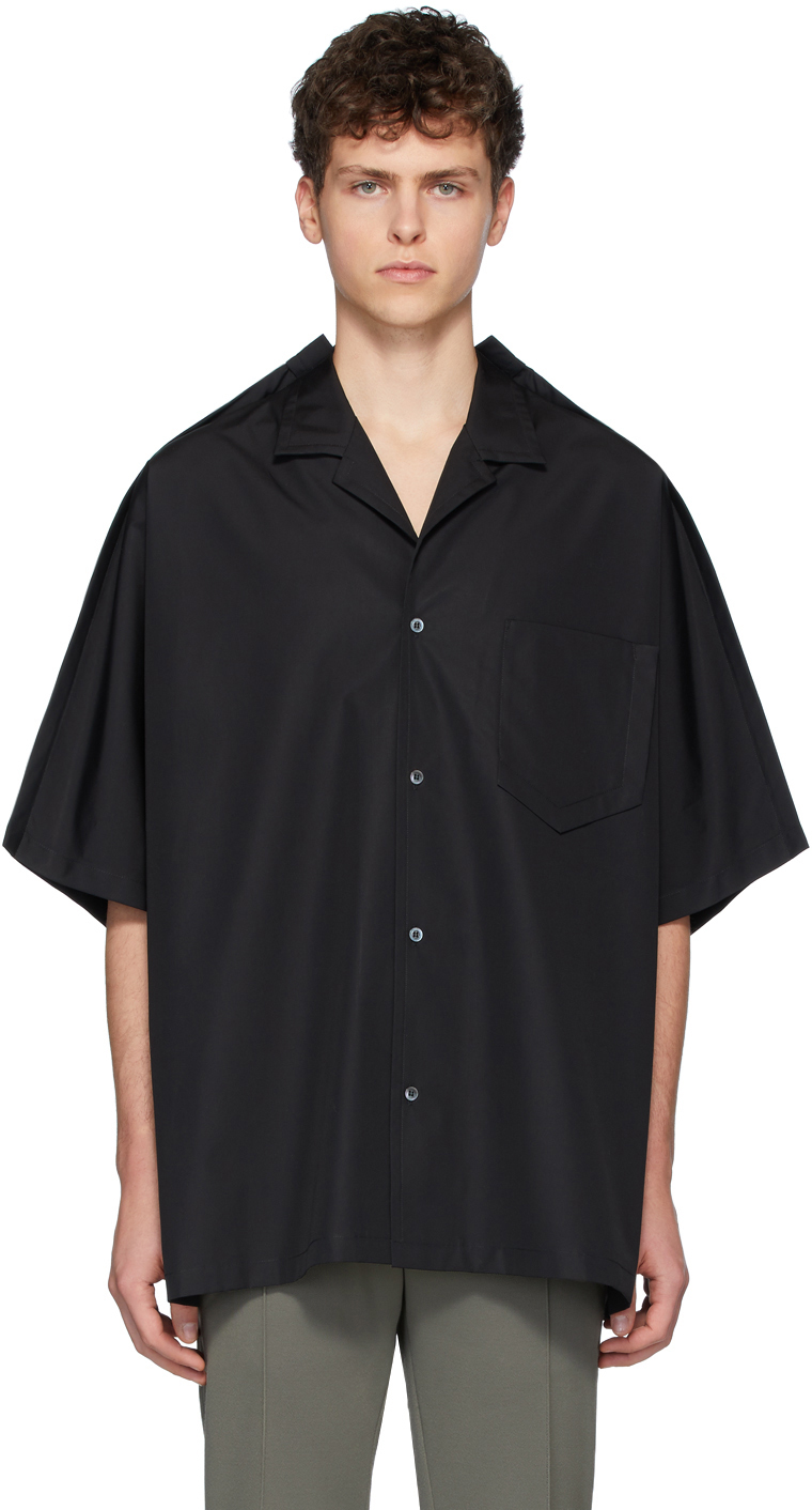Maison Margiela: Black Oversized Poplin Shirt | SSENSE
