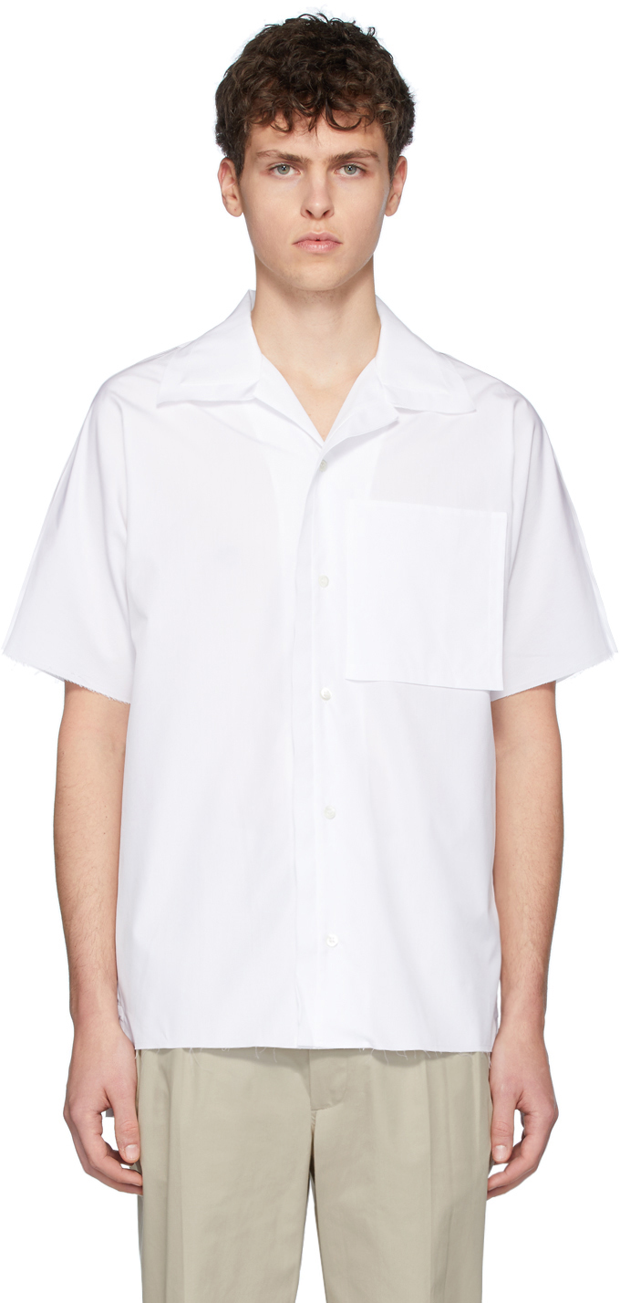 Maison Margiela White Poplin Open Collar Shirt