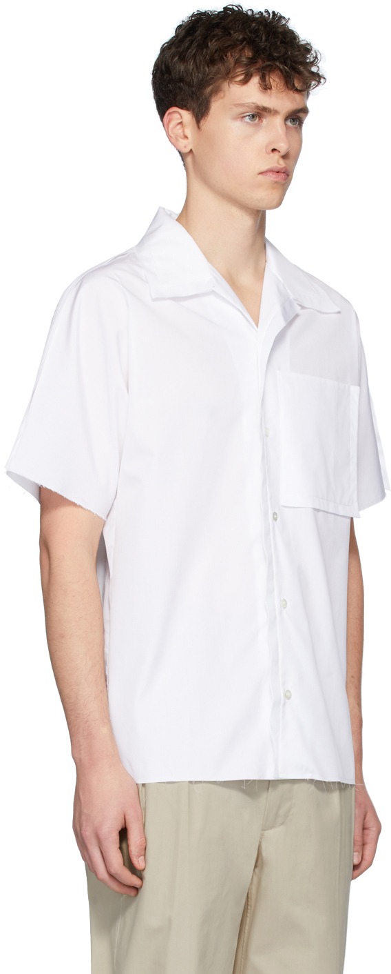 Maison Margiela White Poplin Open Collar Shirt Ssense