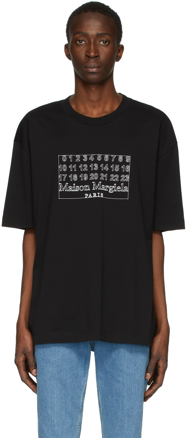 Maison Margiela: 黑色 Number 徽标 T 恤 | SSENSE