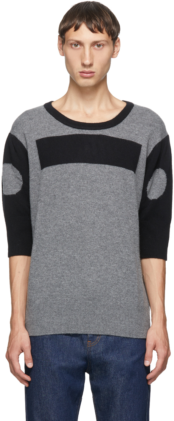 Random Identities Grey Wool & Cashmere Morse Code Sweater