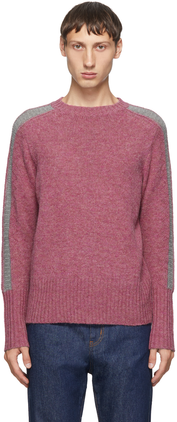 Random Identities: Pink Wool Bicolor Crewneck | SSENSE Canada