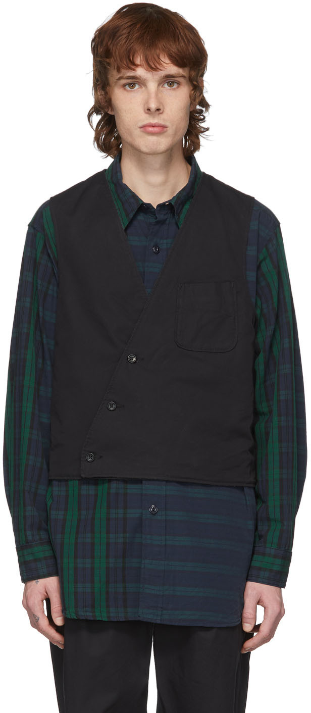 Engineered Garments: Reversible Black Twill Vest | SSENSE 대한민국