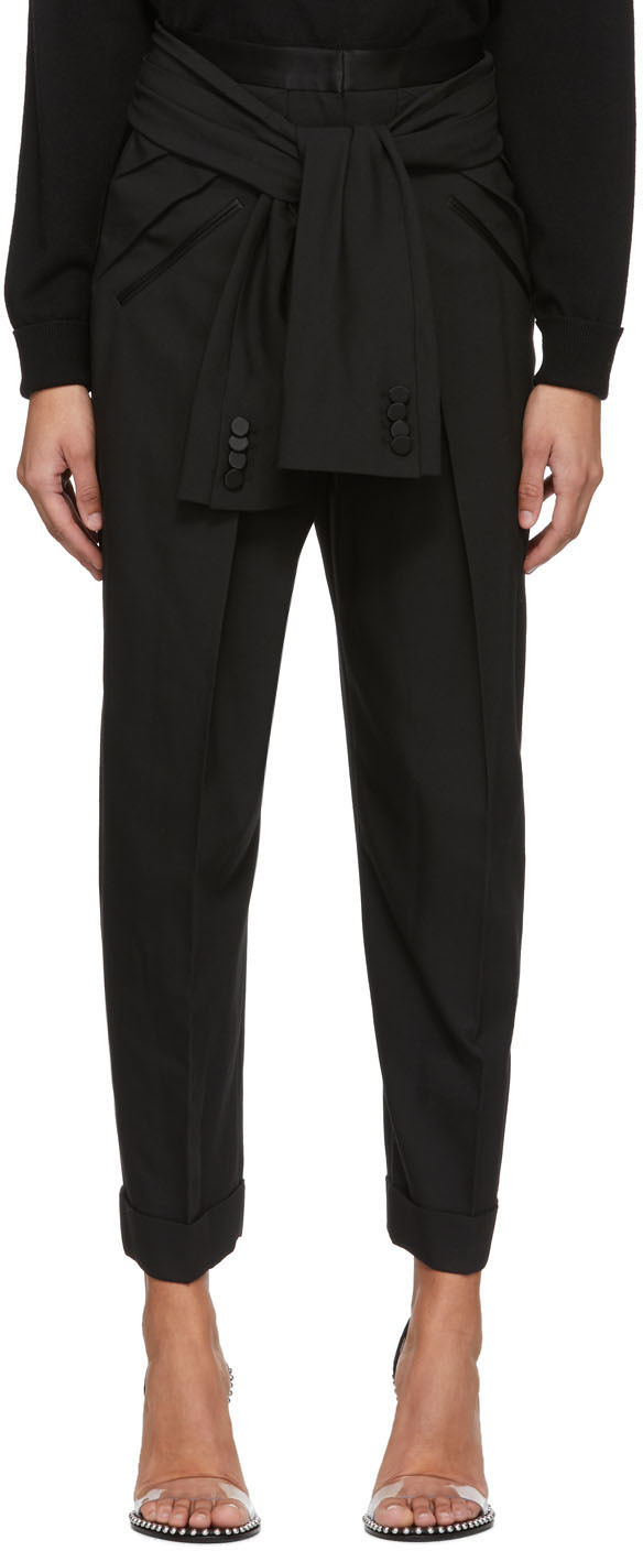 black trousers with tie waist