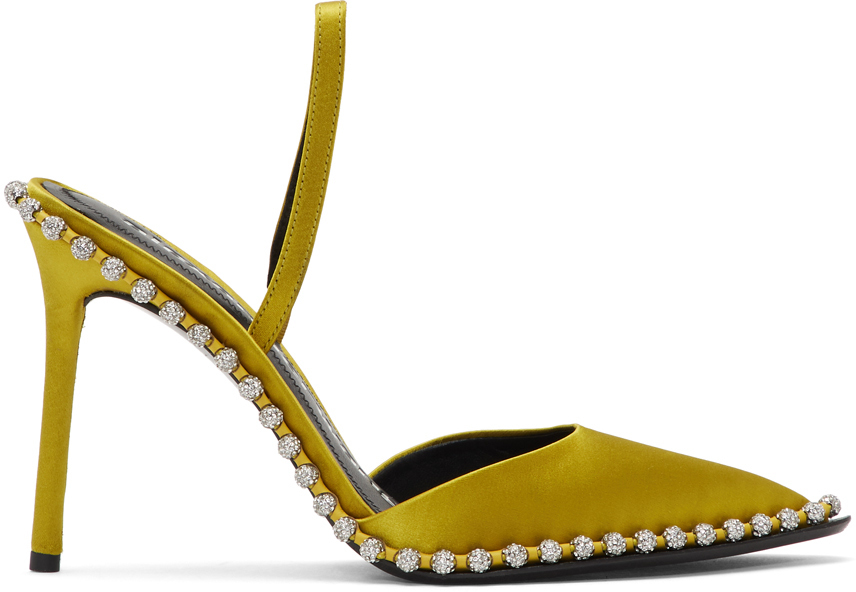 yellow satin heels