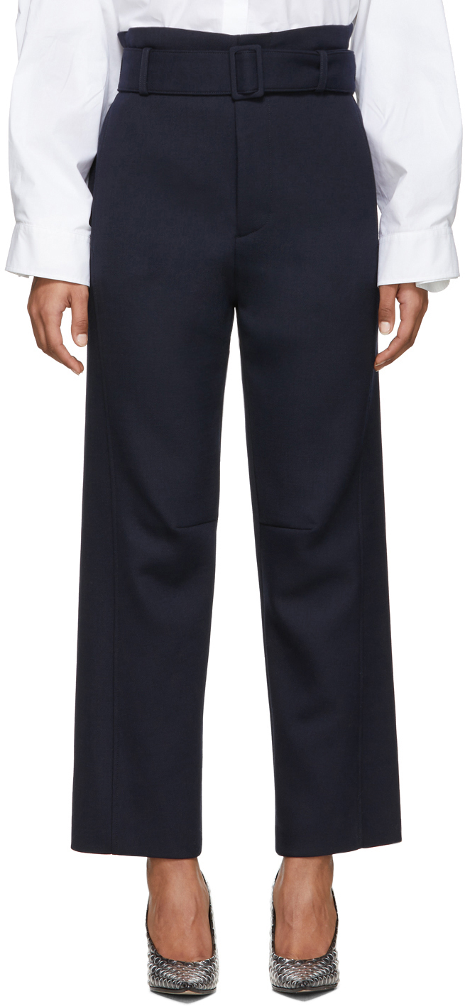 MM6 Maison Margiela Navy Belted Paperbag Trousers