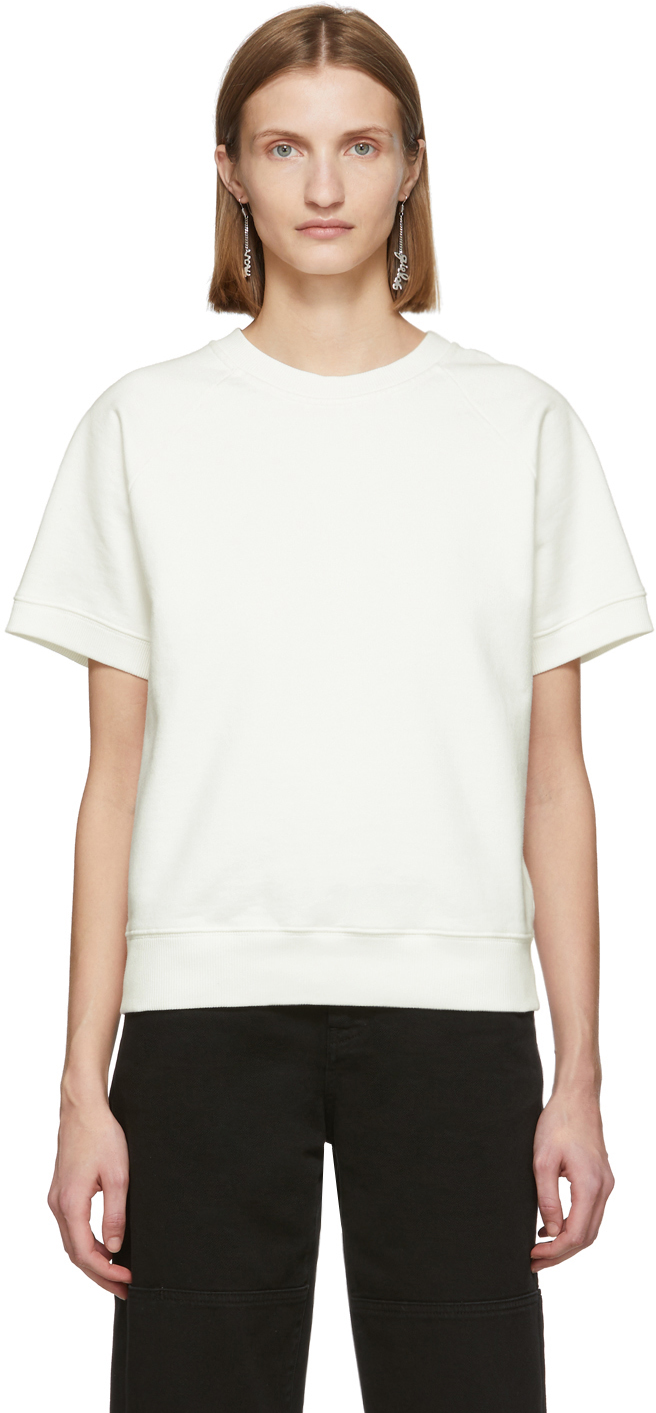 white short sleeve sweatshirt