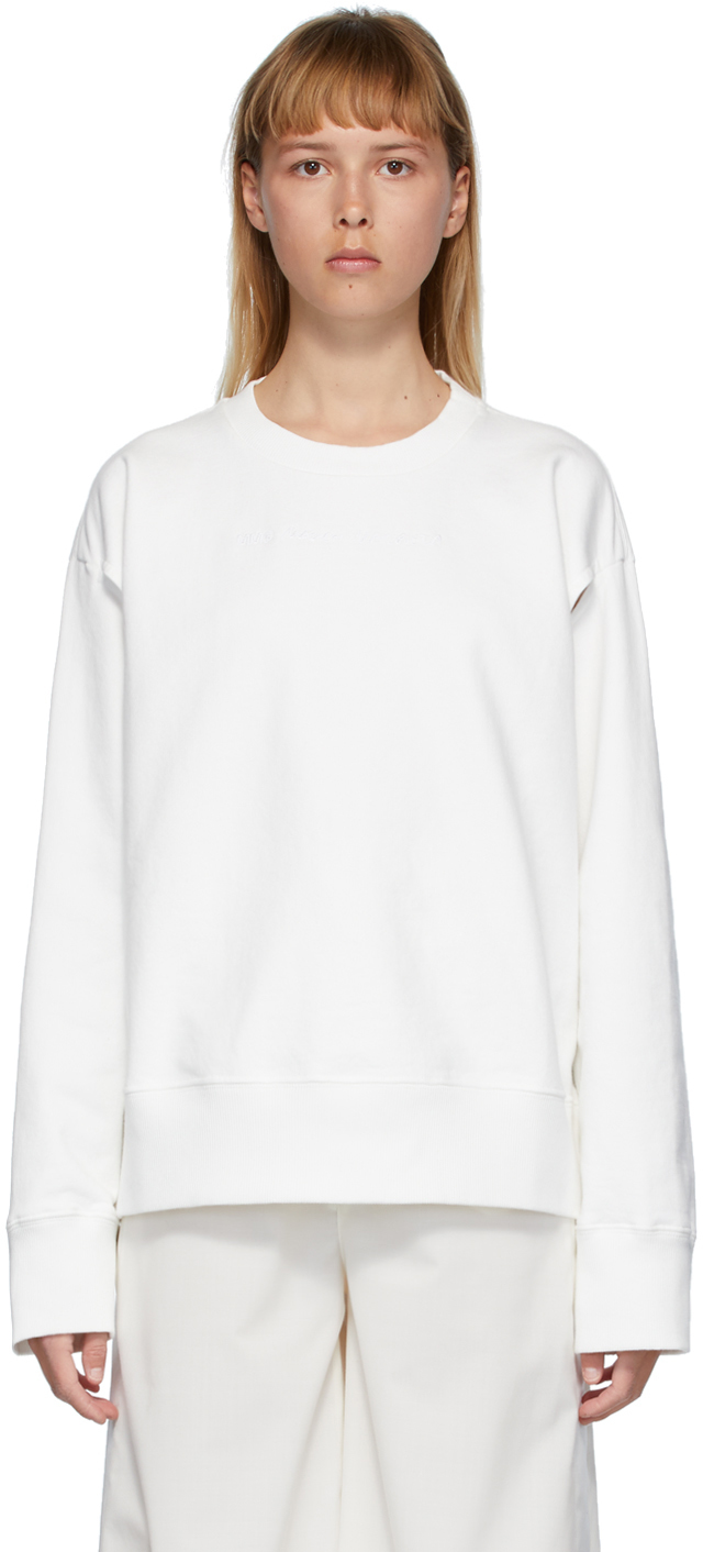 MM6 Maison Margiela: White Armpit Holes Sweatshirt | SSENSE