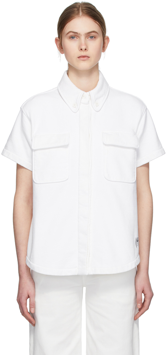 MM6 Maison Margiela: White Towelling Two Pocket Short Sleeve Shirt ...