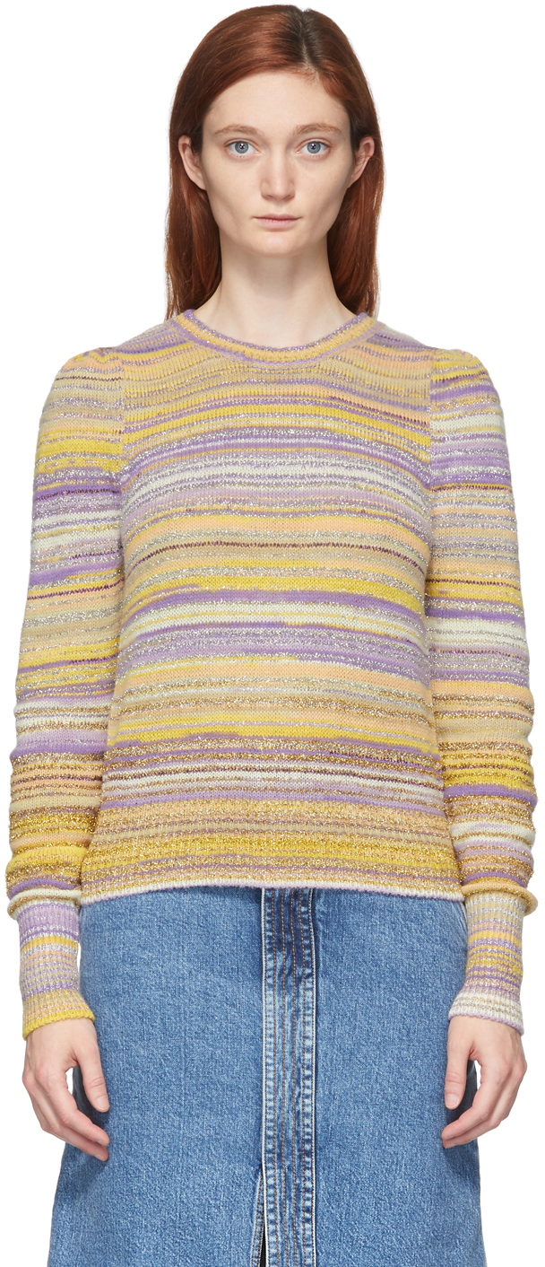 purple and yellow sweater