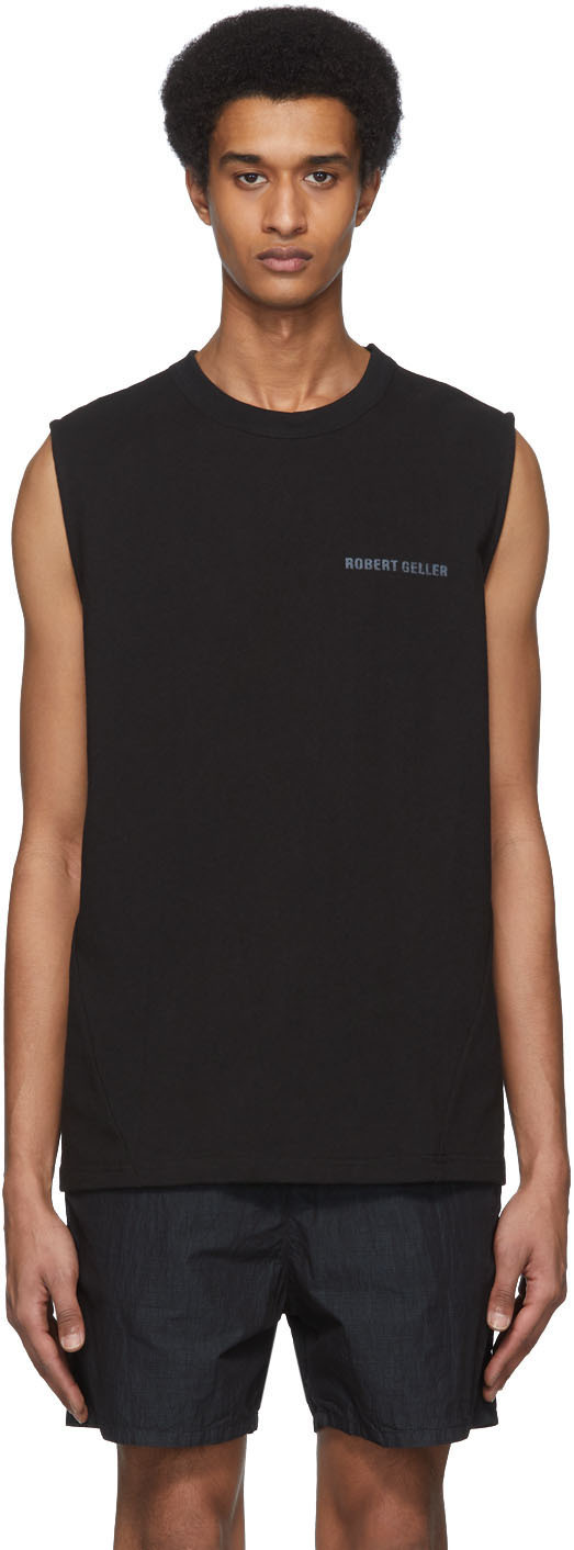 Robert Geller: SSENSE Exclusive Black Logo Sleeveless T-Shirt | SSENSE
