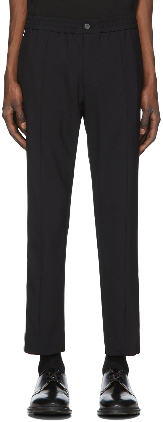 Solid Homme: Black Piping Trousers | SSENSE UK