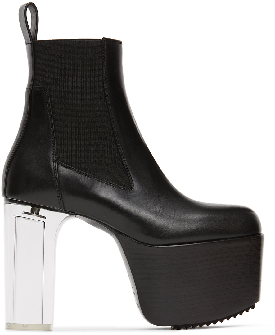 black shoes clear heel