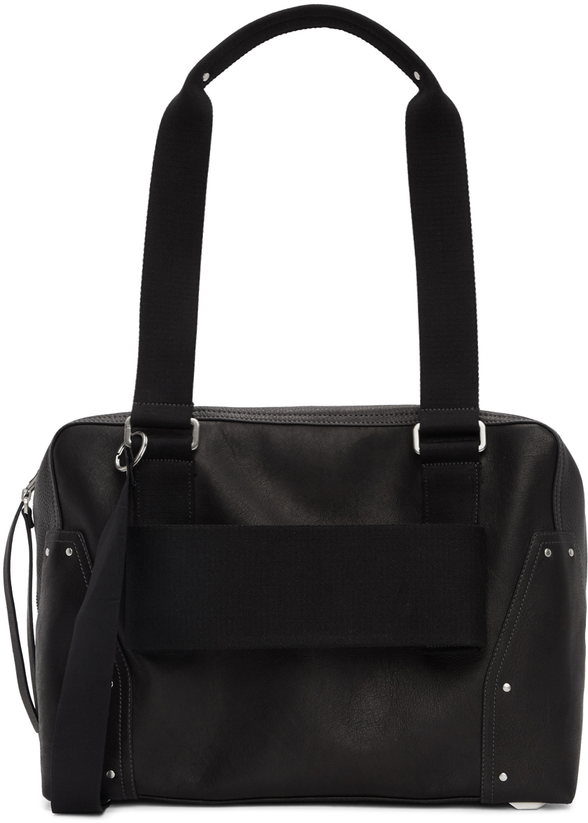 Rick Owens: Black Leather Trolley Bag | SSENSE