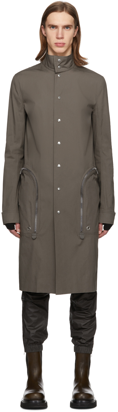 Rick Owens: Grey Creatch Pealab Coat | SSENSE Canada