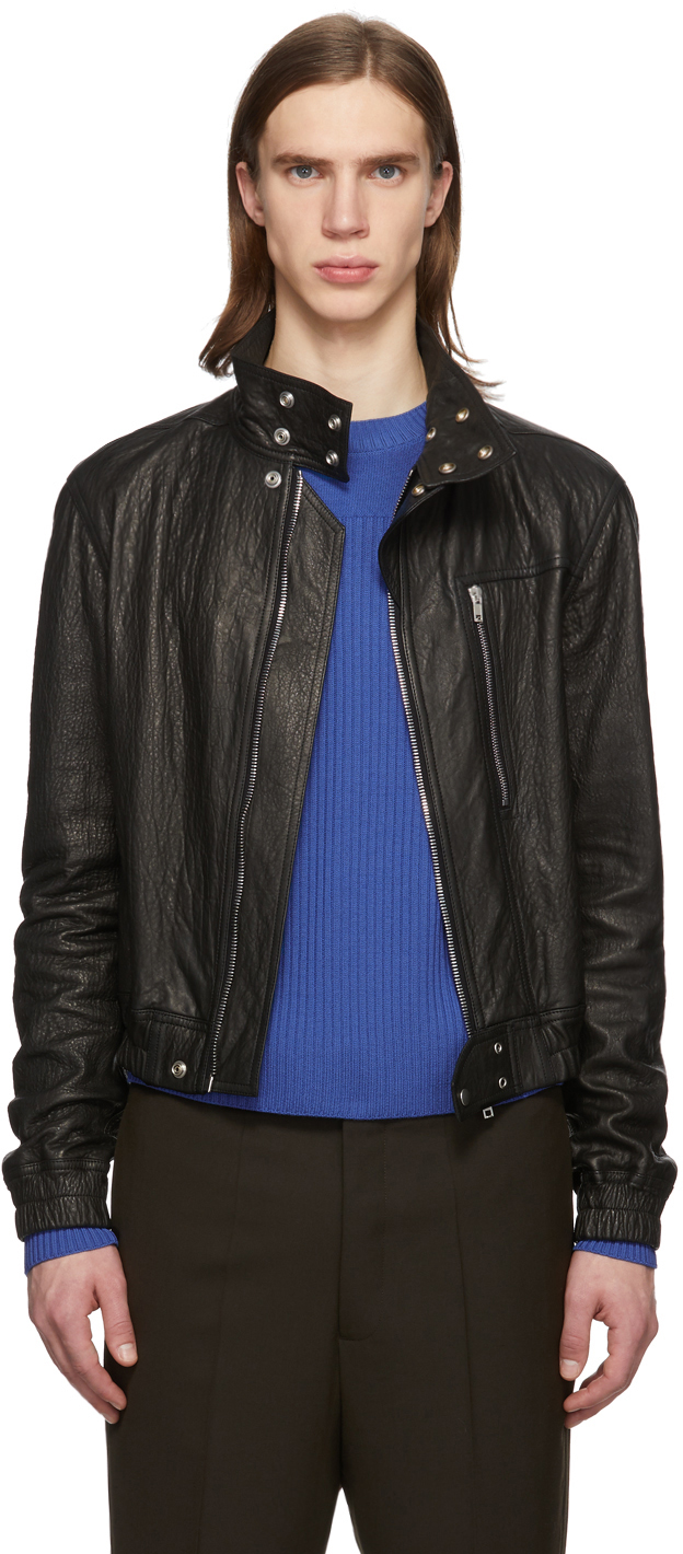 Black Leather IES Bomber Jacket