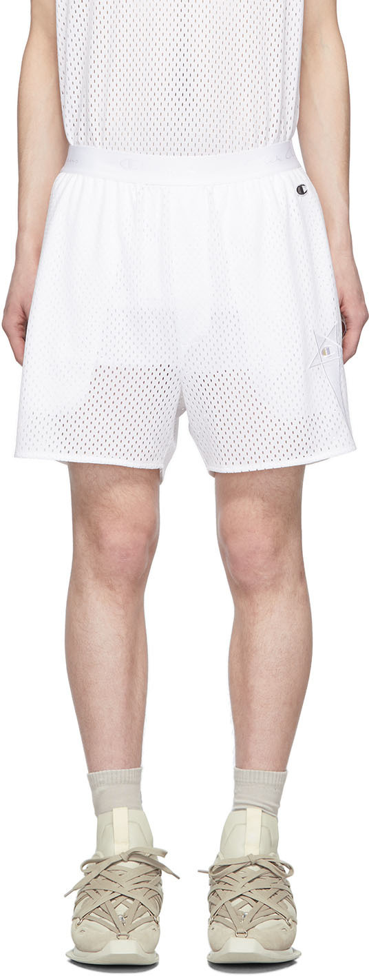 Rick Owens White Champion Edition Mesh Basketball Shorts Ssense