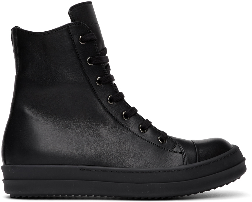 Rick Owens: Black Capped High-Top Sneakers | SSENSE