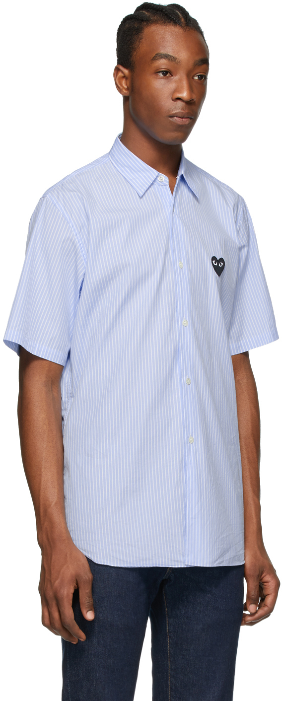 comme des garçons play blue & white striped heart shirt