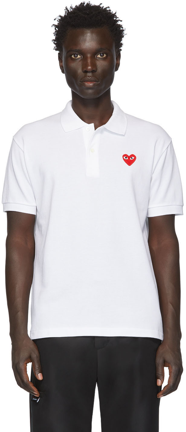 comme des garcons white polo