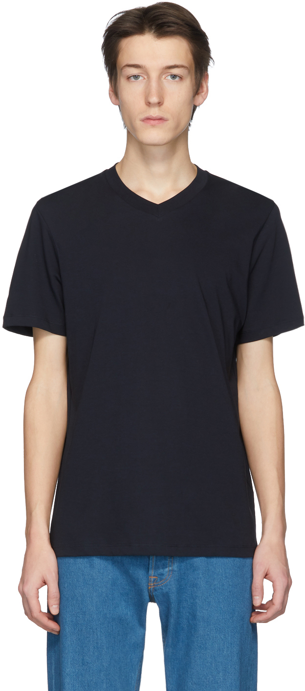 Jil Sander: Navy V-Neck T-Shirt | SSENSE