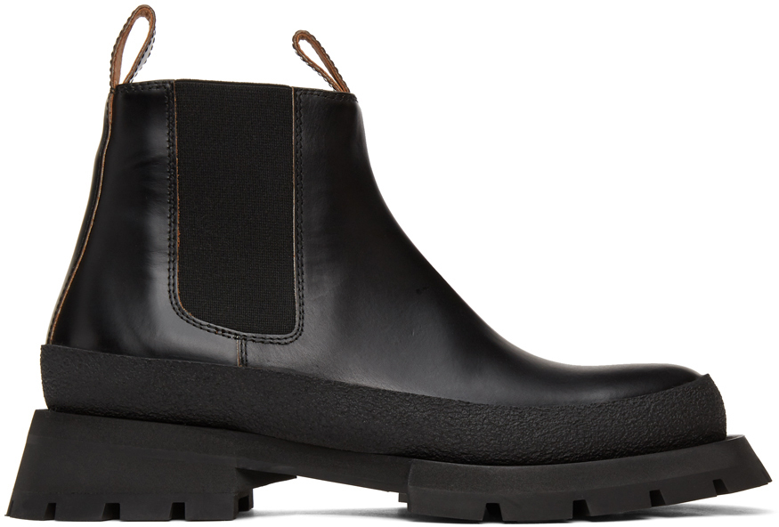 Jil Sander: Black Chunky Chelsea Boots | SSENSE UK