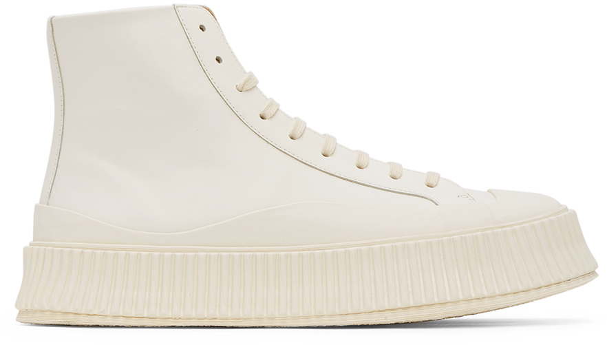 Jil Sander Off-White Vulcanized High-Top Sneakers