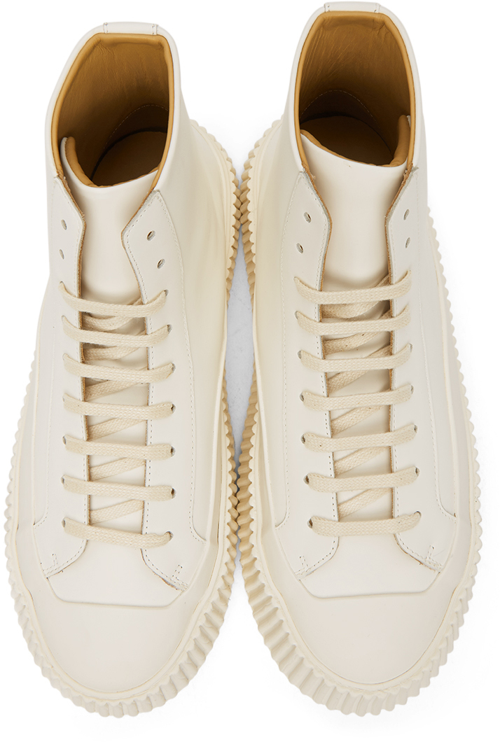 off white vulcanized high top sneakers