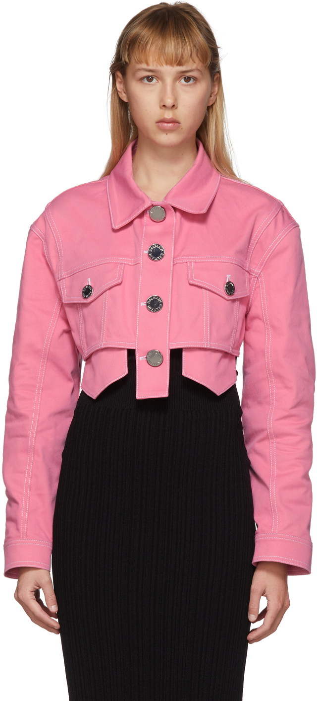 pink denim jacket cropped