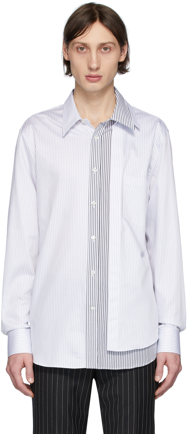 Alexander McQueen: White & Black Striped Layered Shirt | SSENSE