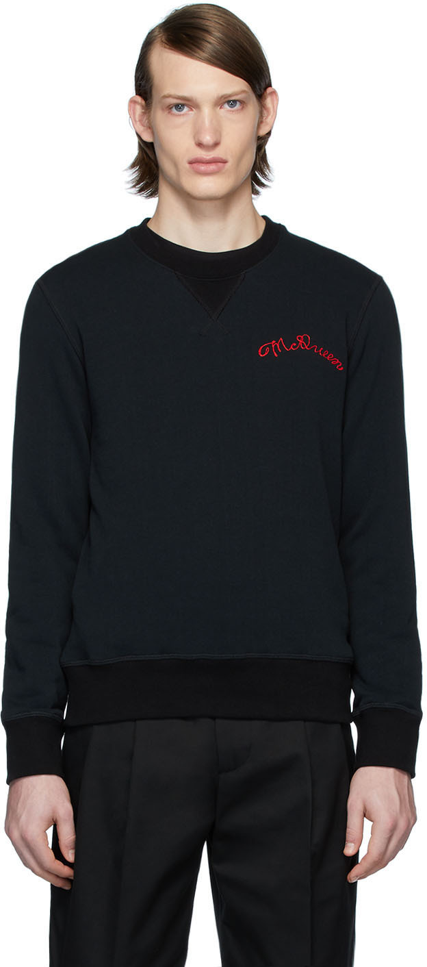 Alexander McQueen: Black Vintage Loopback Sweatshirt | SSENSE