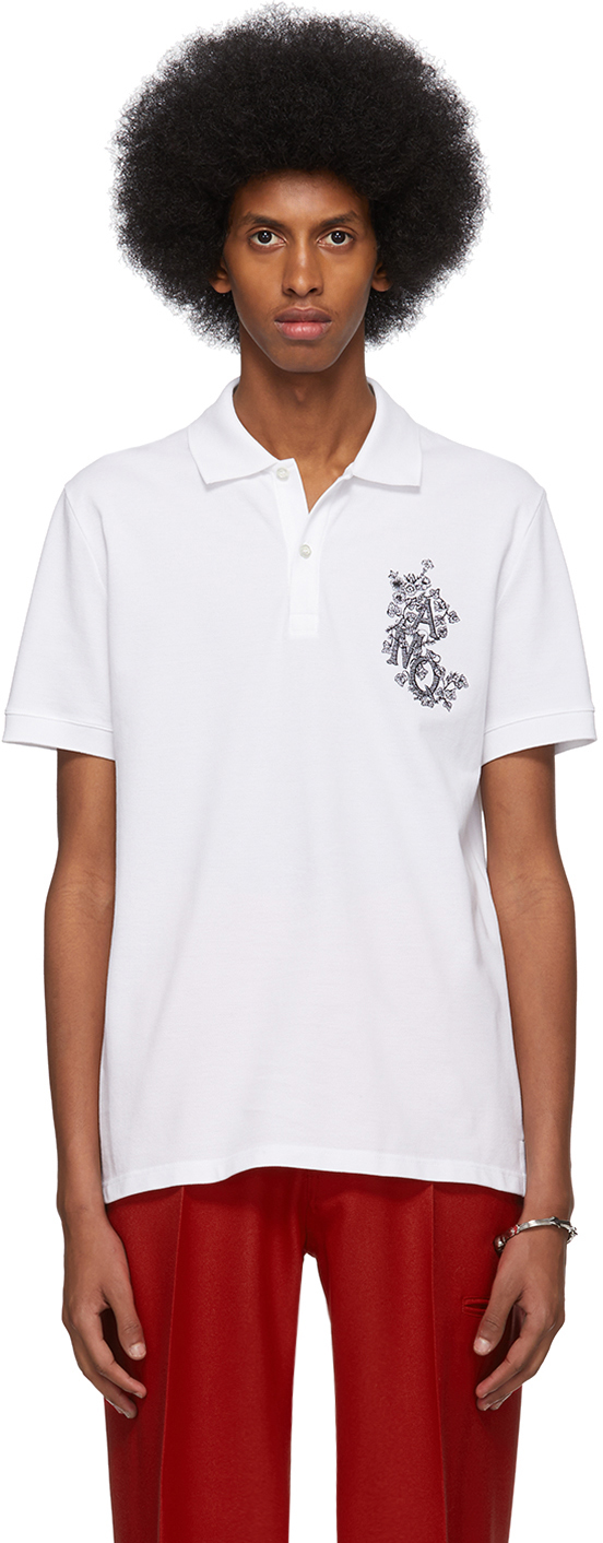 Alexander Mcqueen Polo
 Alexander McQueen White Embroidered Logo Polo