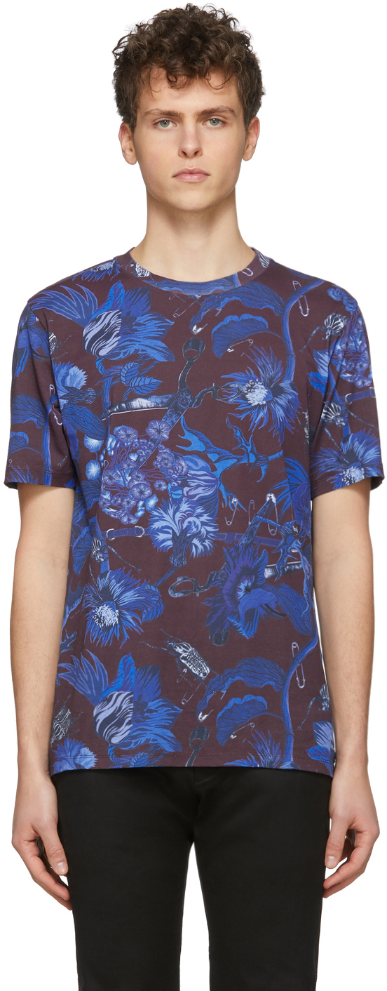 Paul Smith: SSENSE Exclusive Blue & Purple Goliath Floral T-Shirt | SSENSE