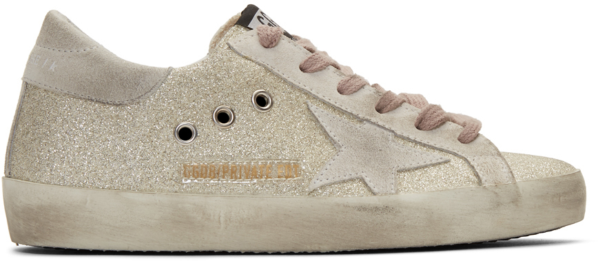 golden goose white glitter superstar sneakers