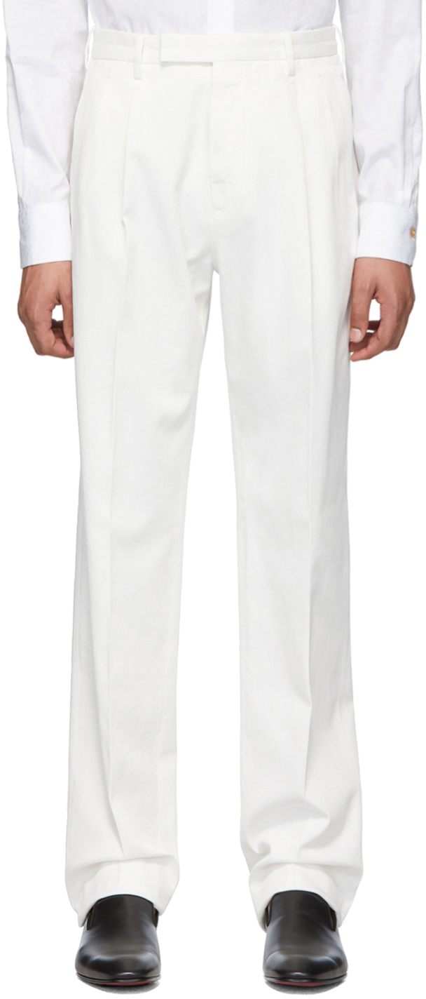 white cotton trousers